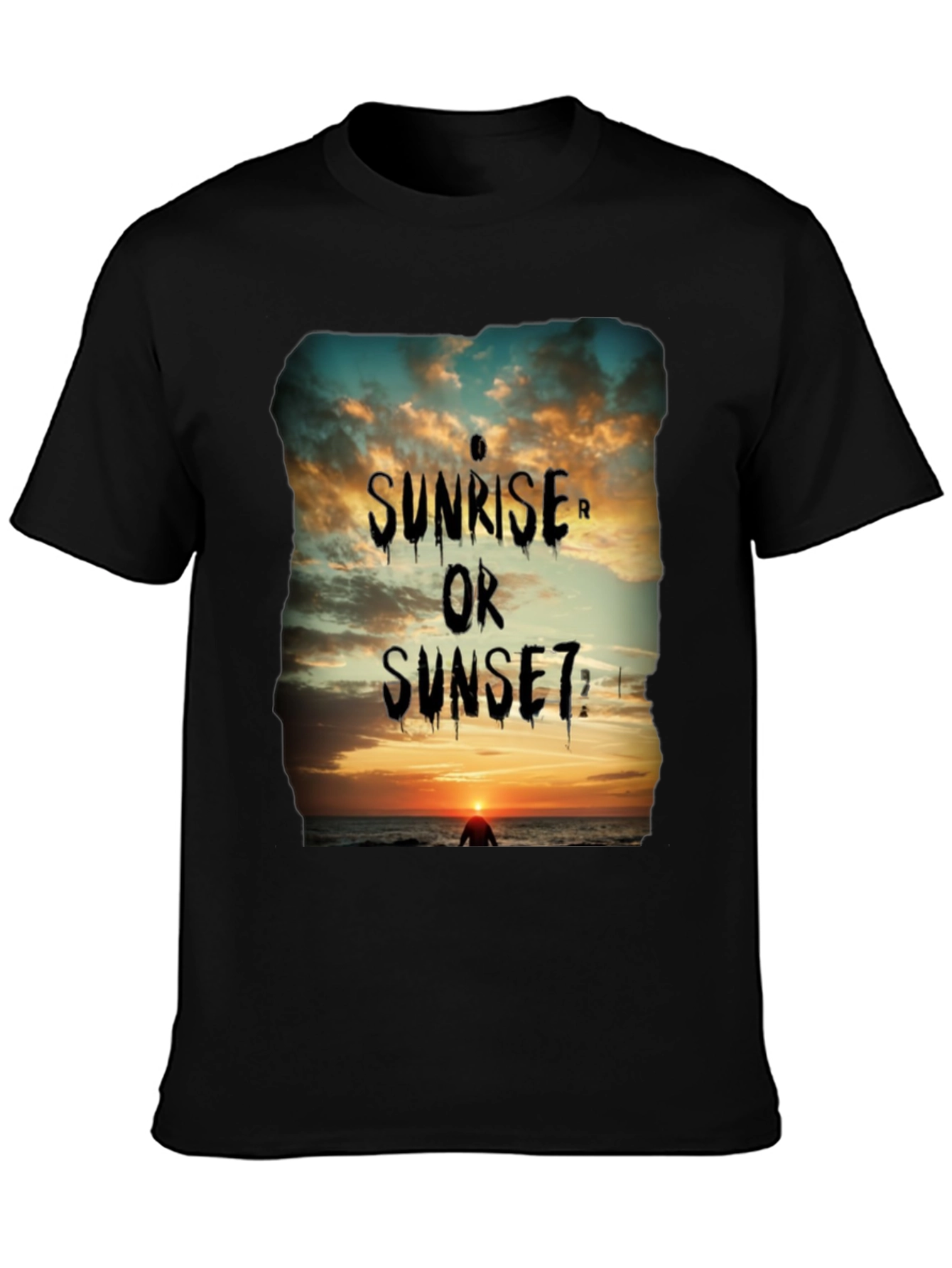 Sunrise or Sunset Graphic Tee - Black Cotton