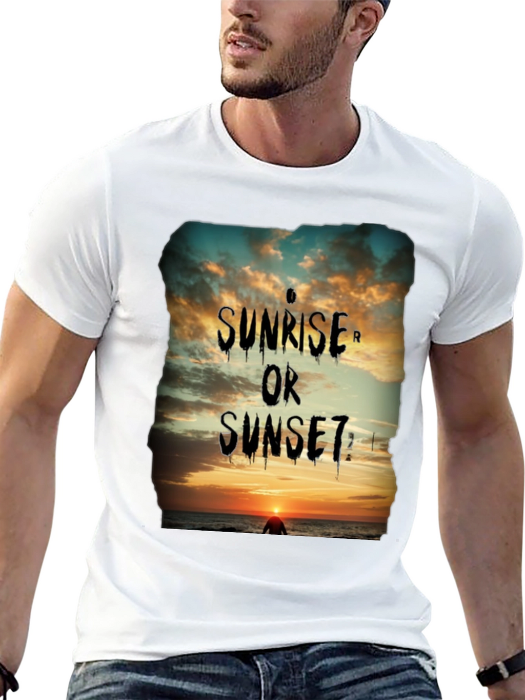 Sunrise or Sunset Graphic Tee - Black Cotton
