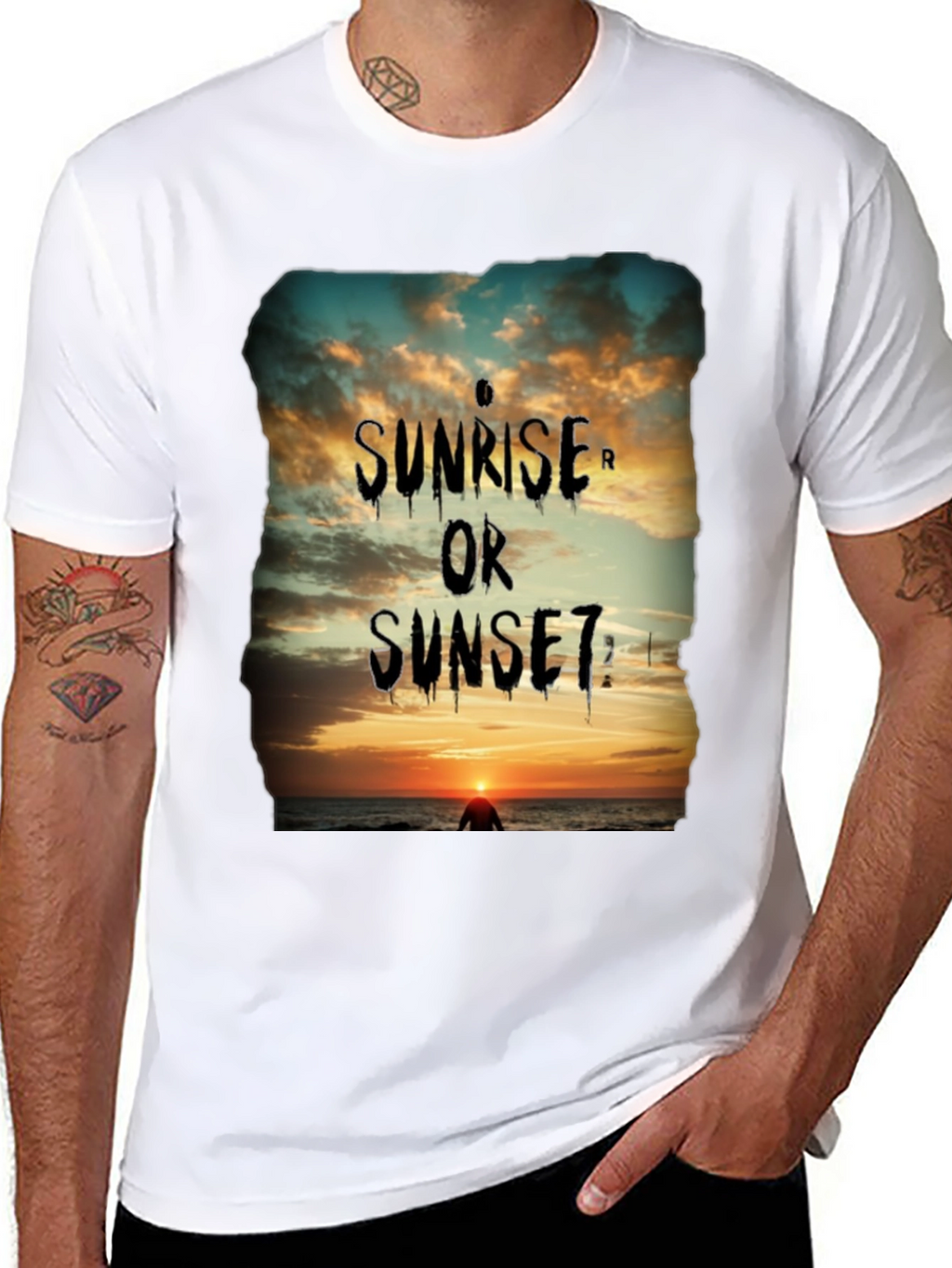 Sunrise or Sunset Graphic Tee - Black Cotton