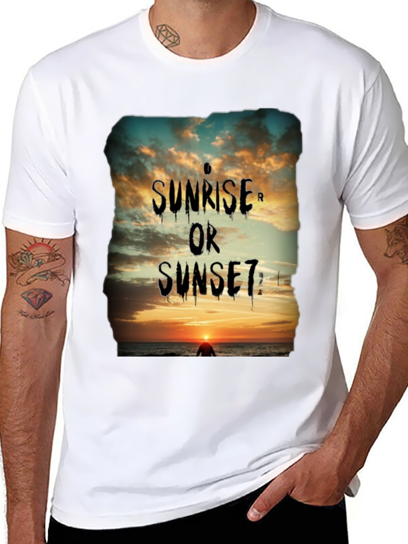Sunrise or Sunset Graphic Tee - Black Cotton