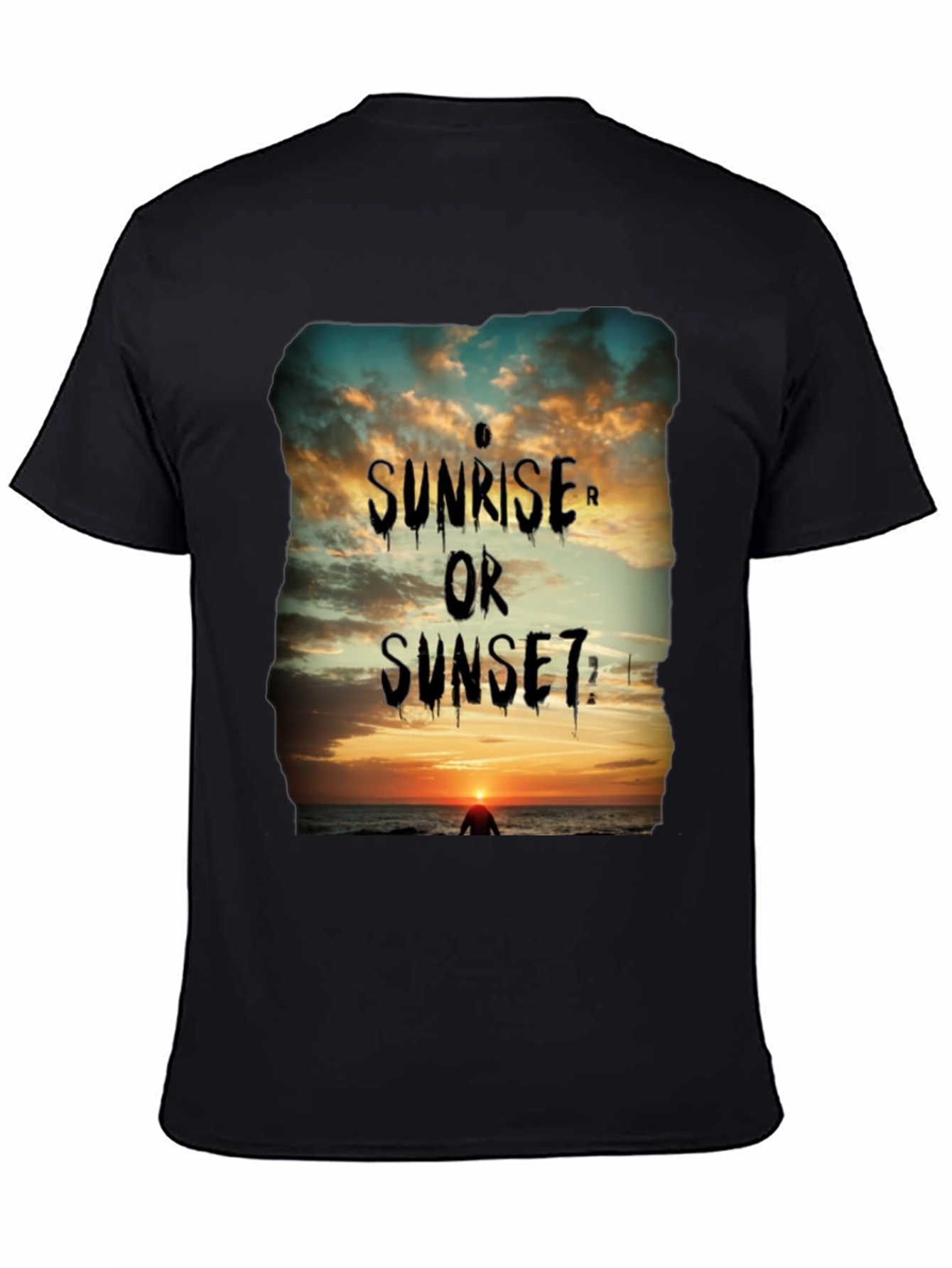Sunrise or Sunset Graphic Tee - Black Cotton