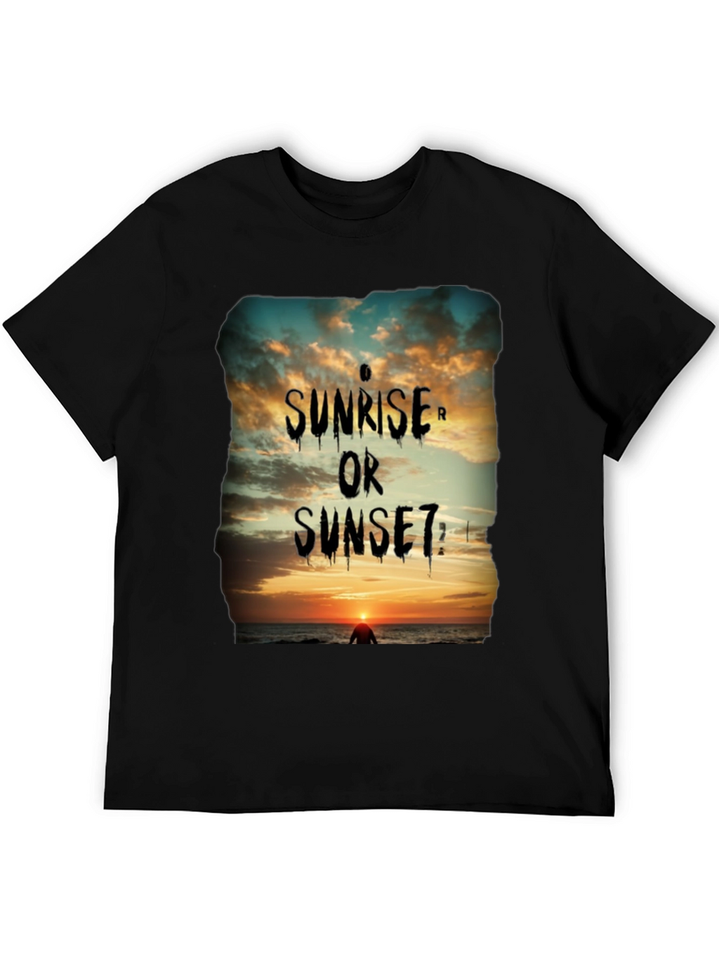 Sunrise or Sunset Graphic Tee - Black Cotton