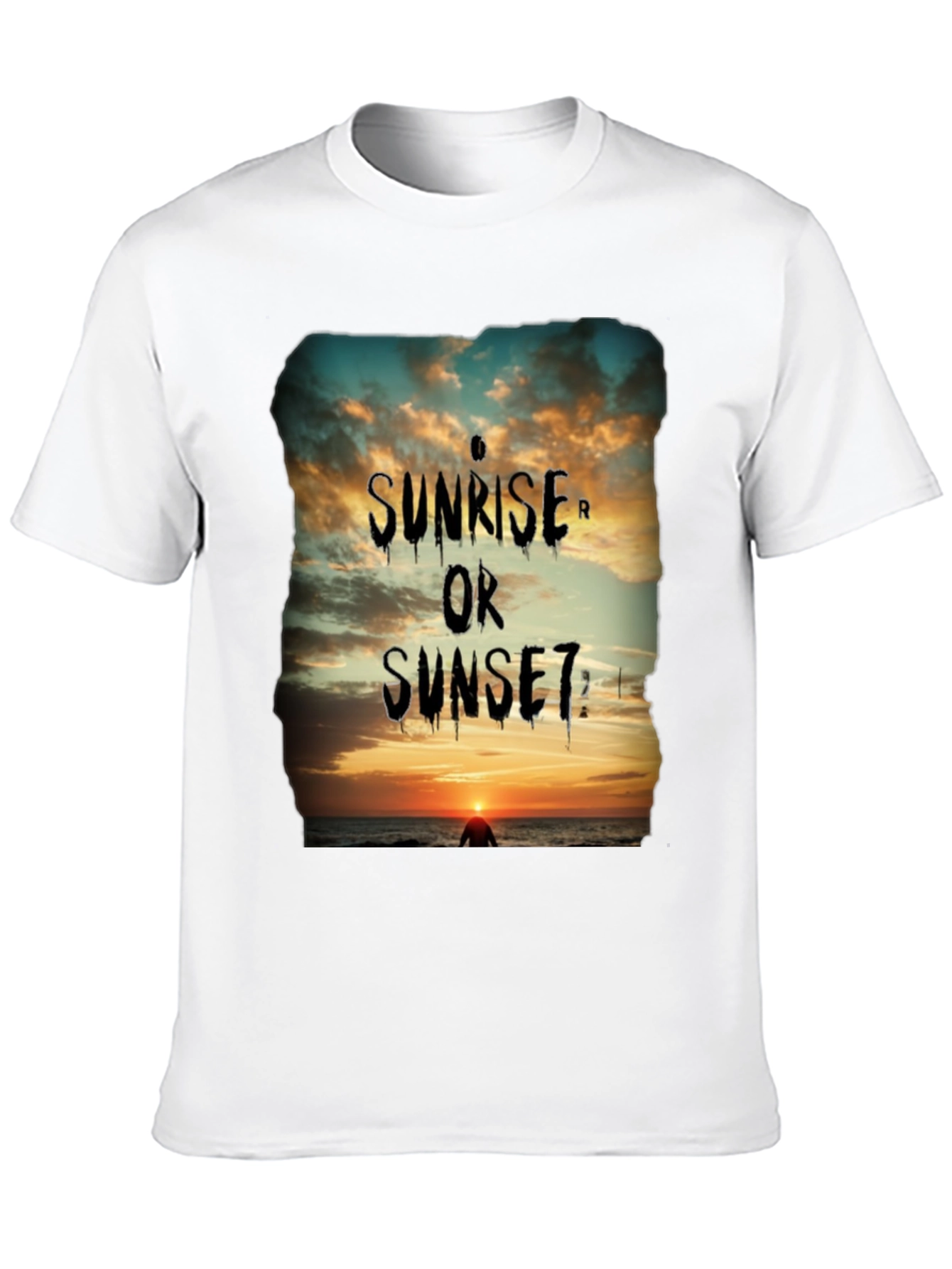 Sunrise or Sunset Graphic Tee - Black Cotton