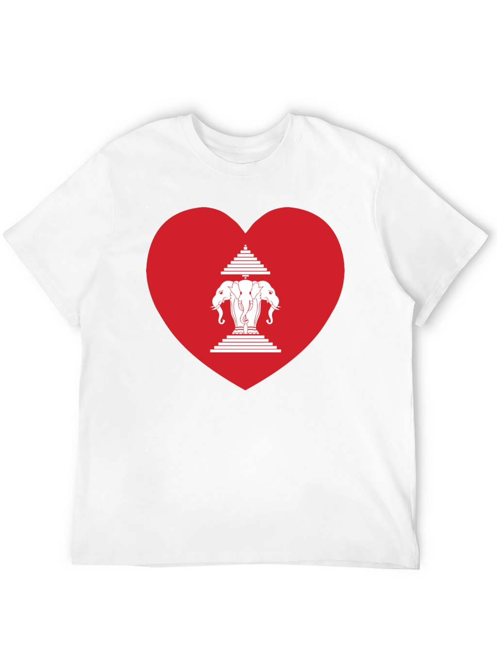 Laos Heart Flag Graphic T-Shirt - Black