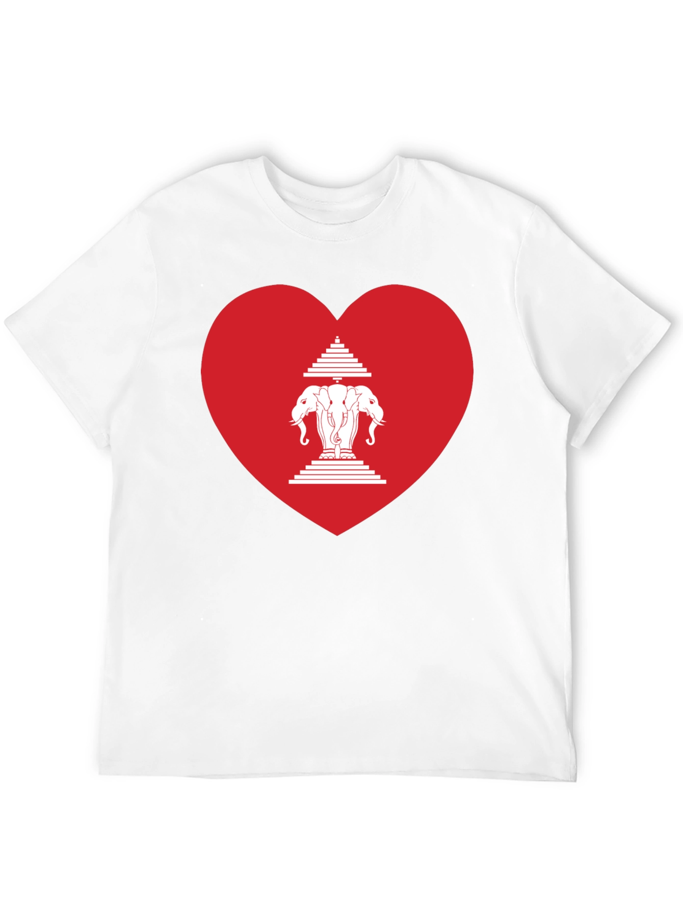 Laos Heart Flag Graphic T-Shirt - Black