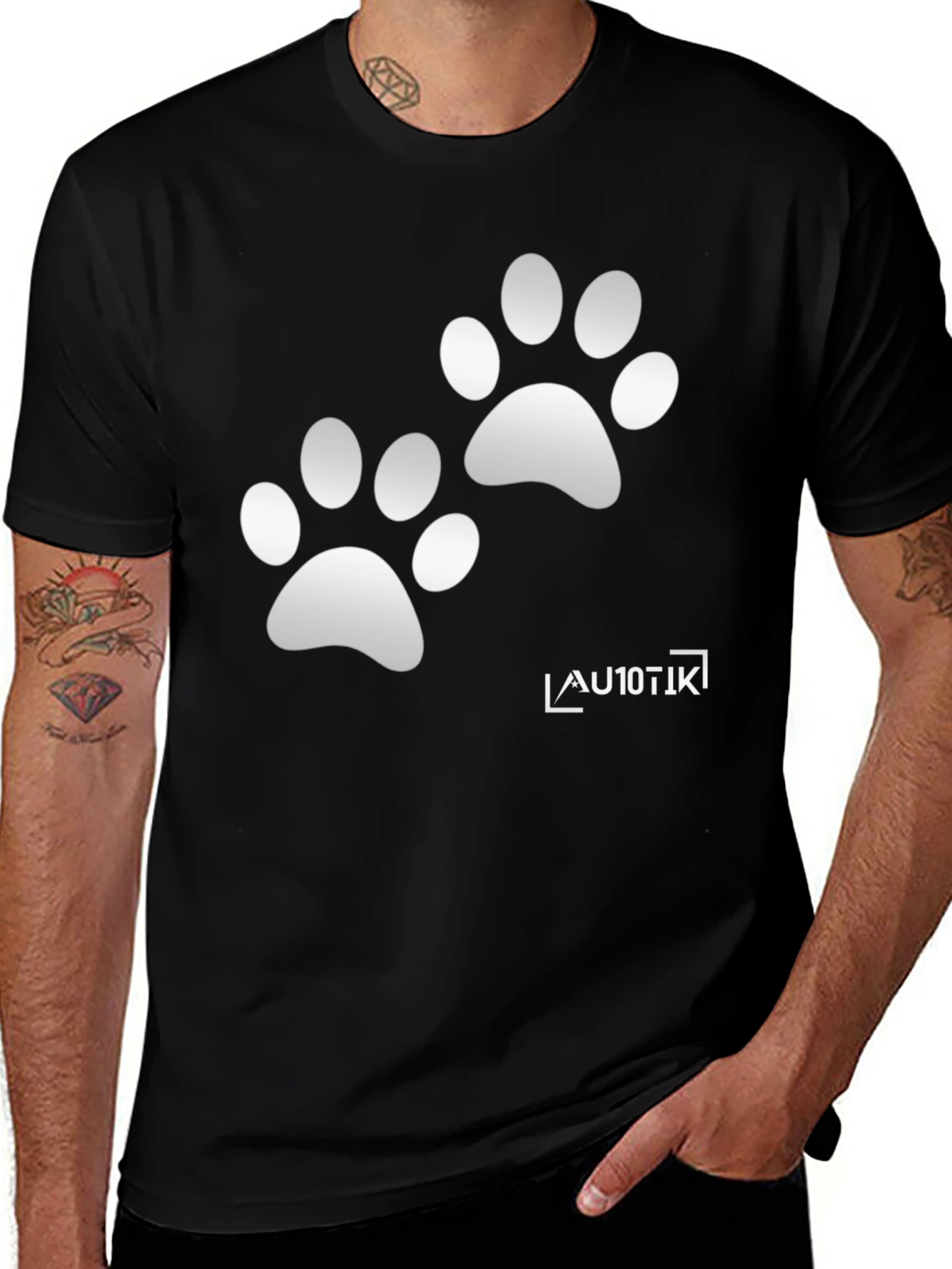 Cool Black Tee with Paw Prints