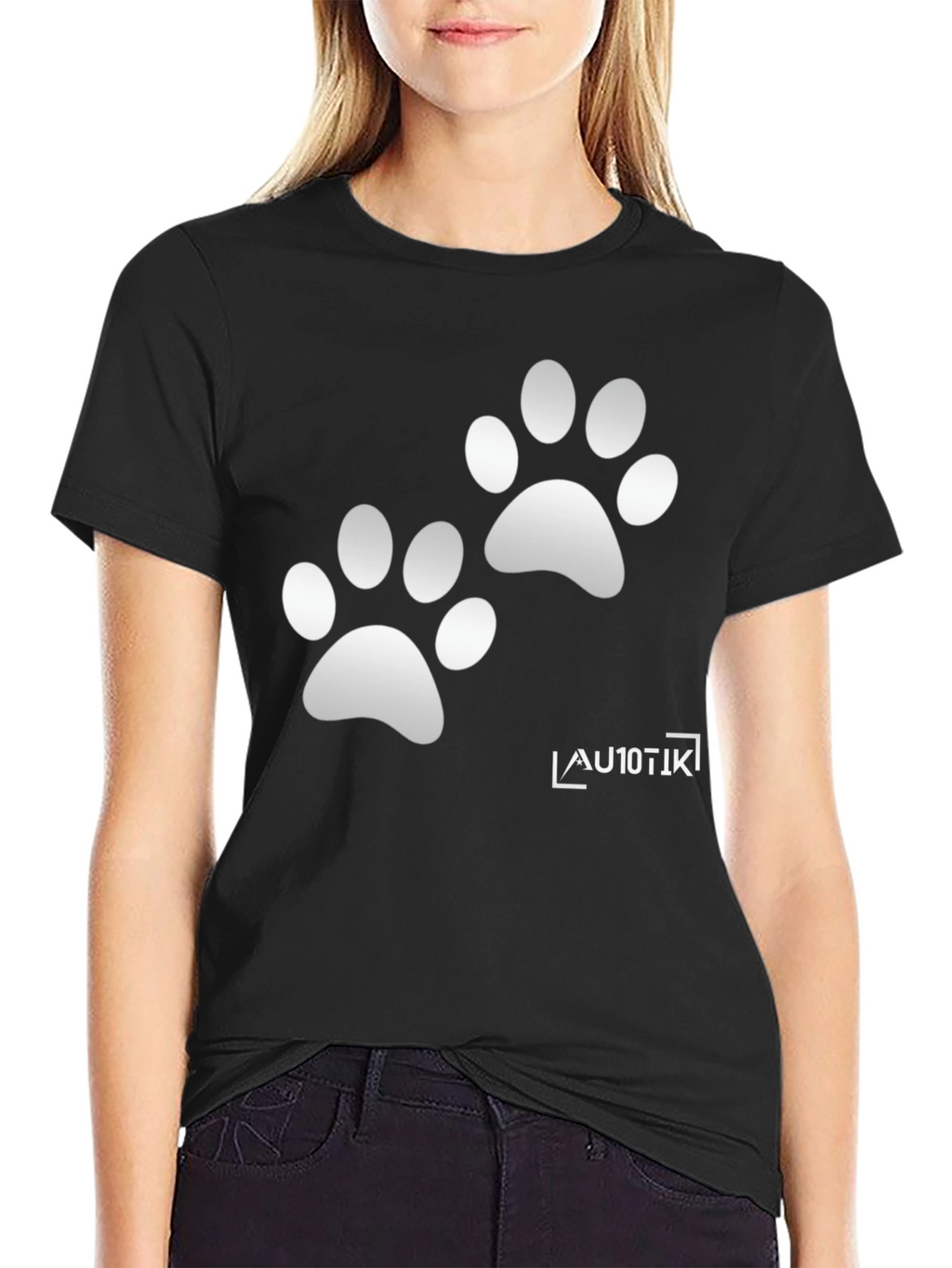 Cool Black Tee with Paw Prints