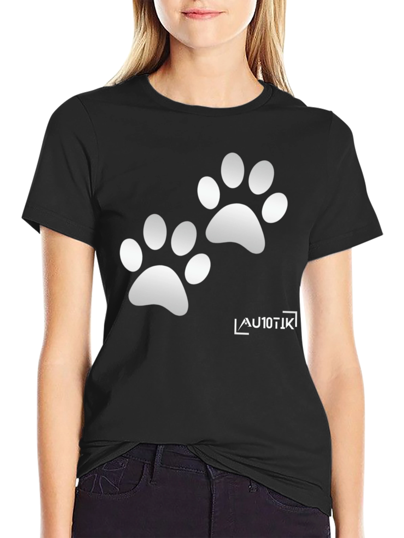 Cool Black Tee with Paw Prints