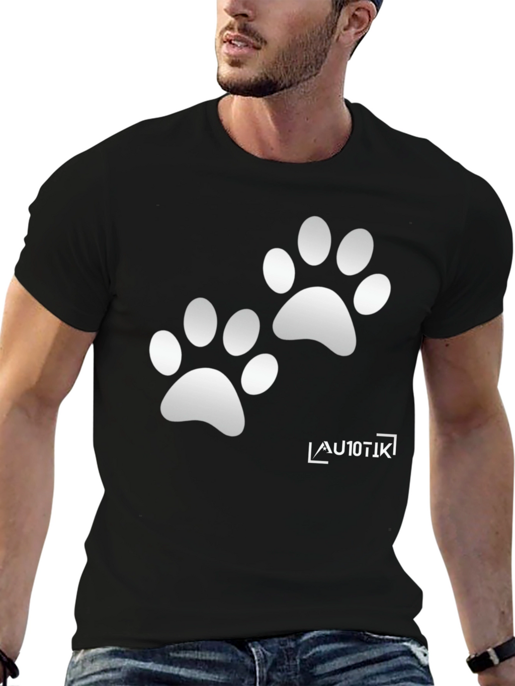 Cool Black Tee with Paw Prints