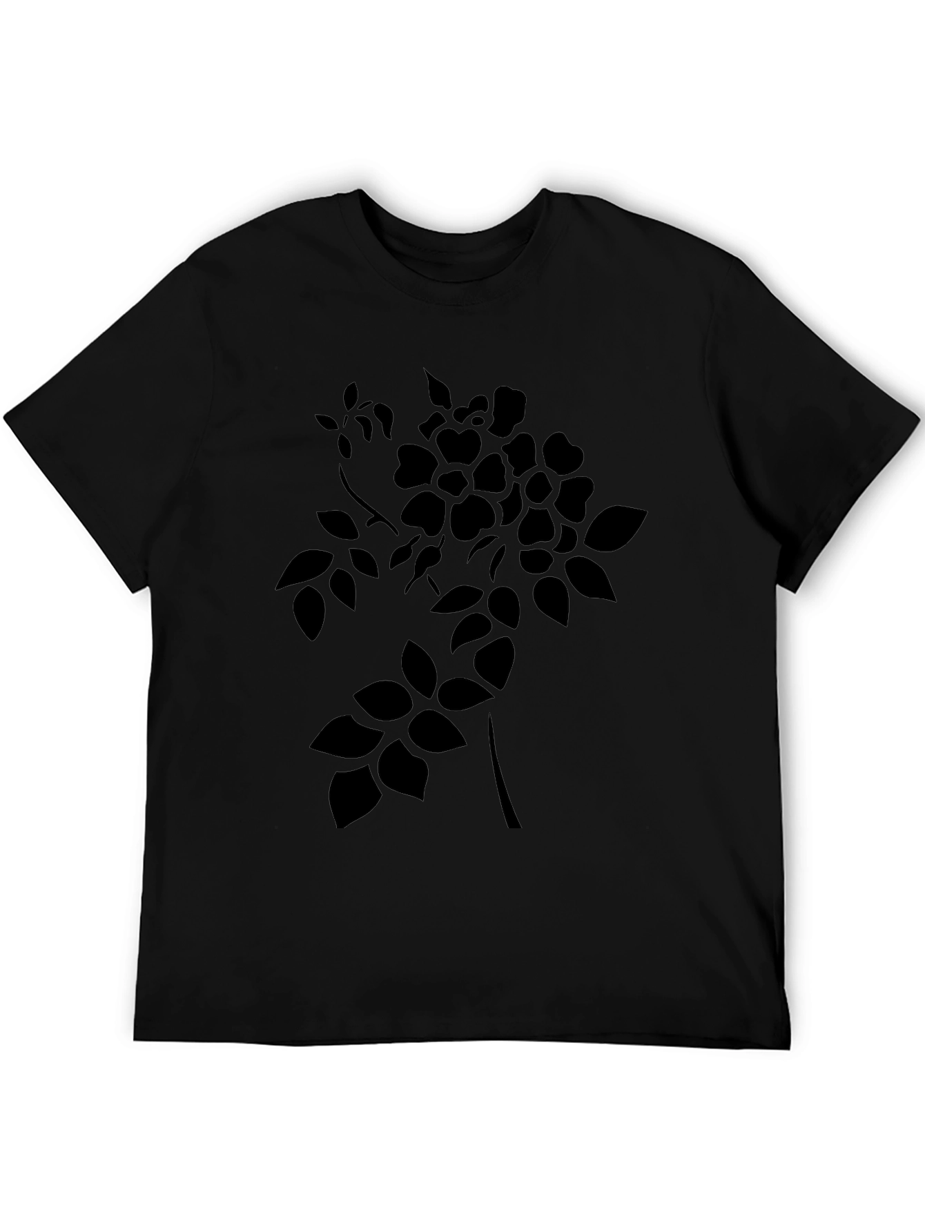 Mens Black Floral Graphic T-Shirt