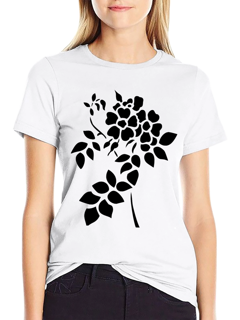 Mens Black Floral Graphic T-Shirt