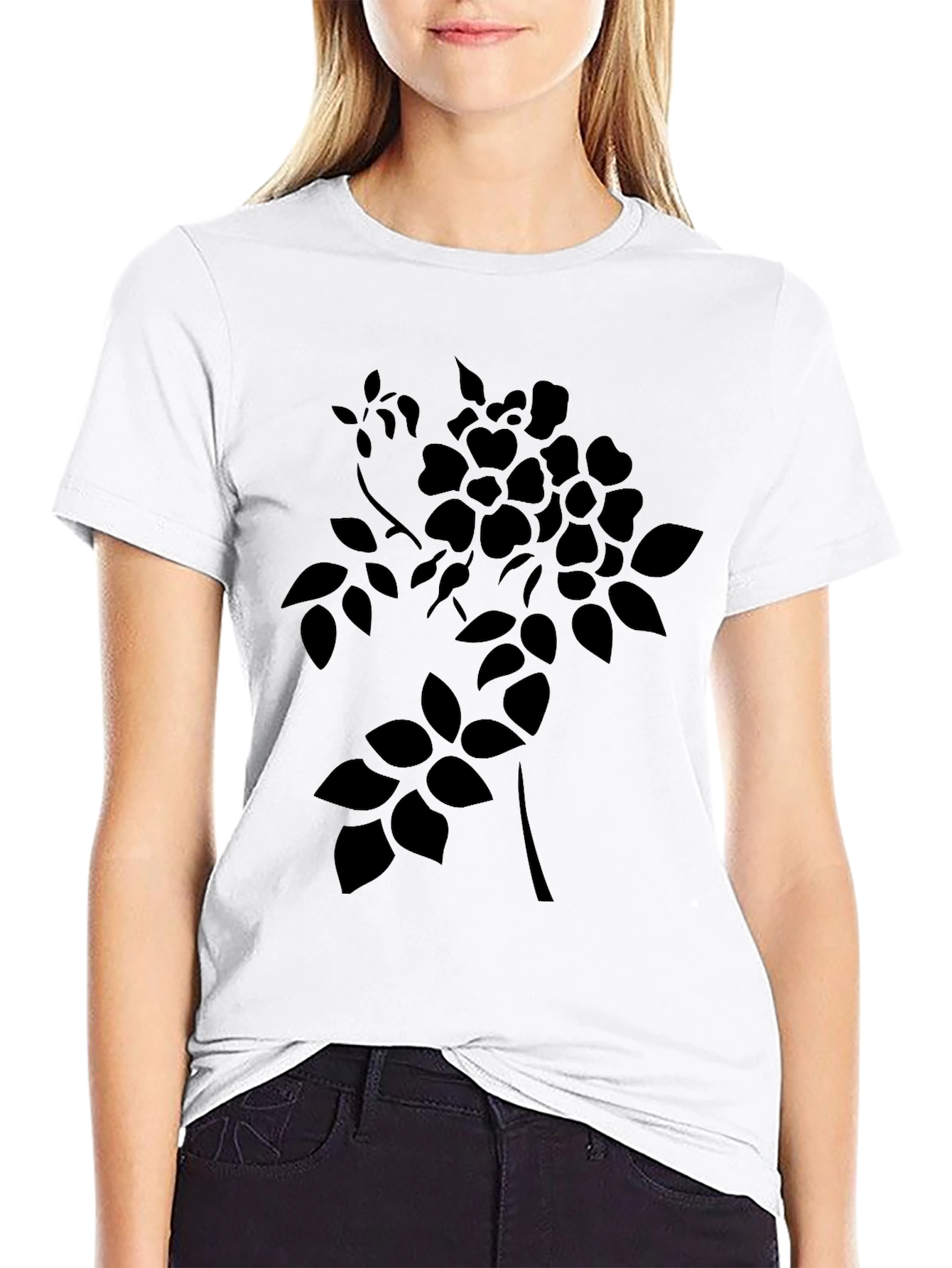 Mens Black Floral Graphic T-Shirt