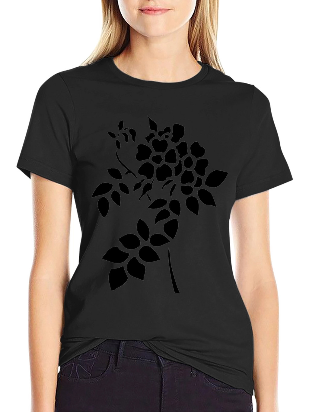 Mens Black Floral Graphic T-Shirt