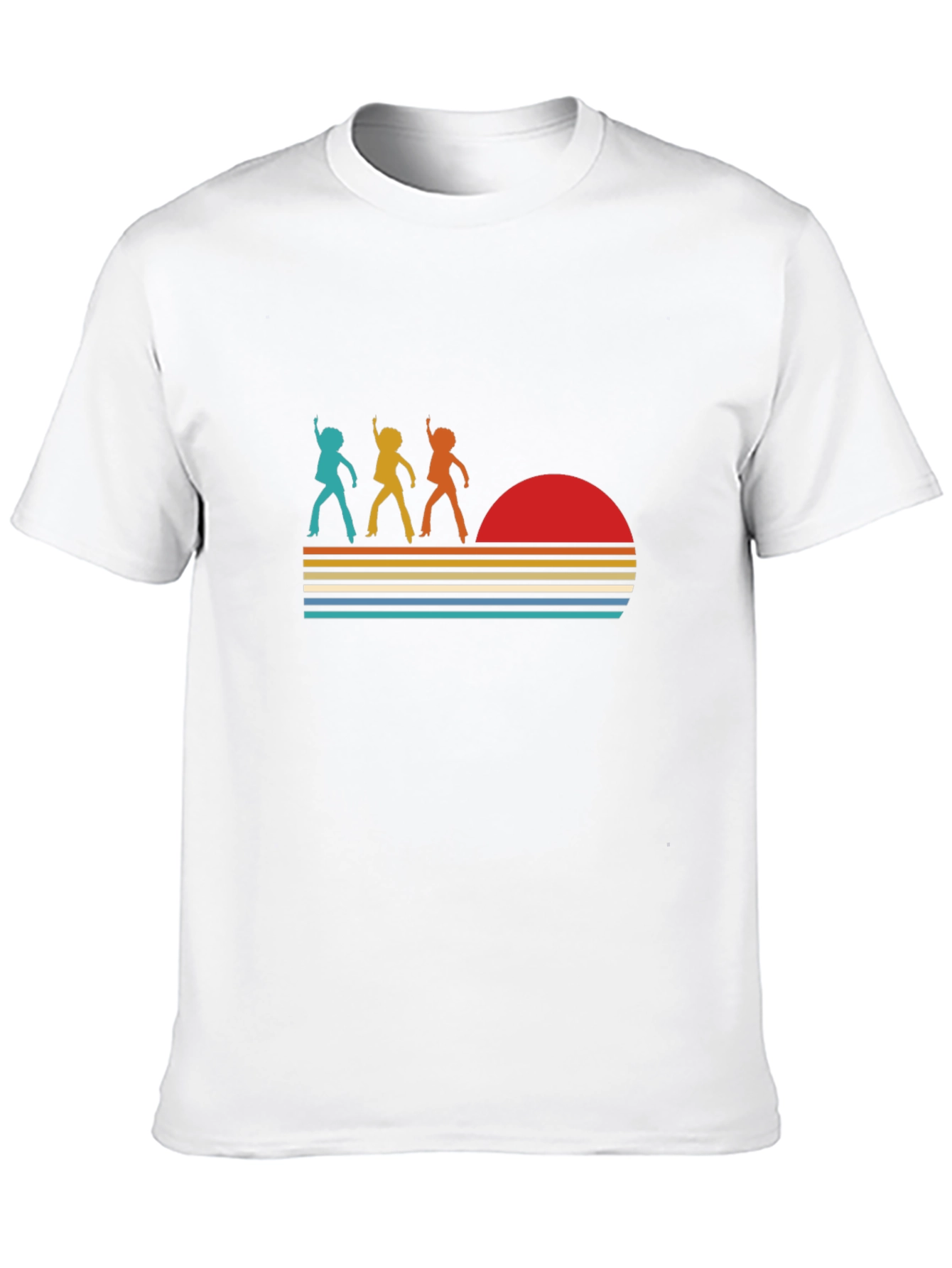 Retro Disco Sunset Graphic T-Shirt - Black
