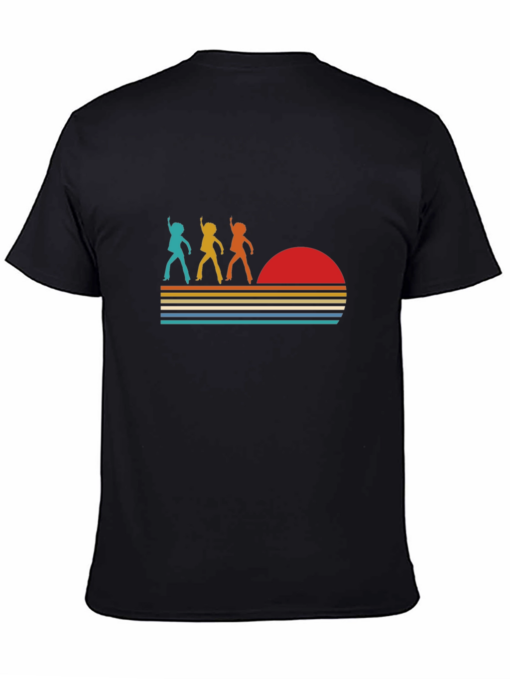 Retro Disco Sunset Graphic T-Shirt - Black