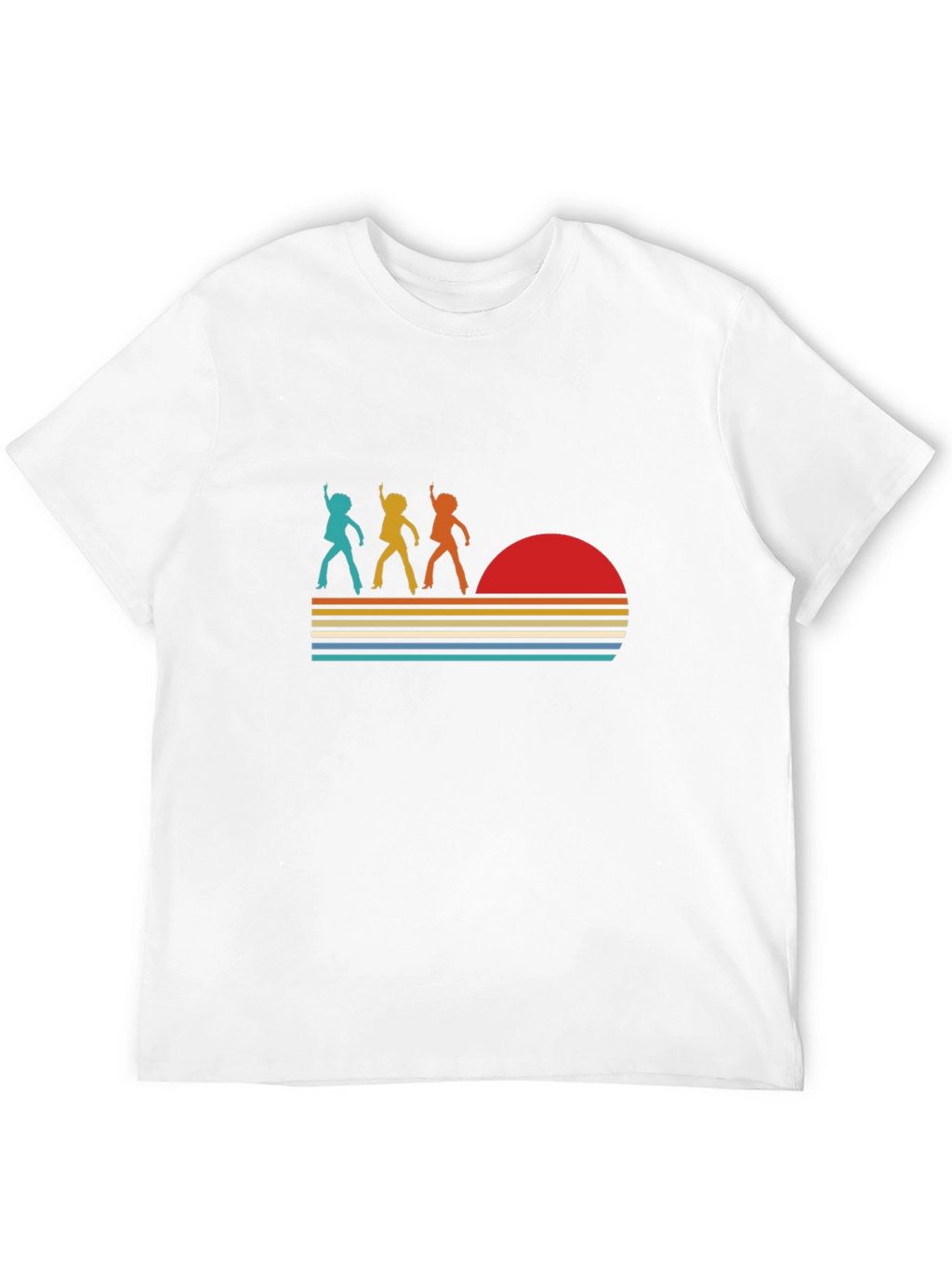 Retro Disco Sunset Graphic T-Shirt - Black