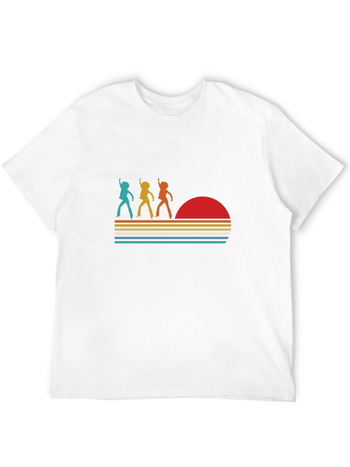 Retro Disco Sunset Graphic T-Shirt - Black