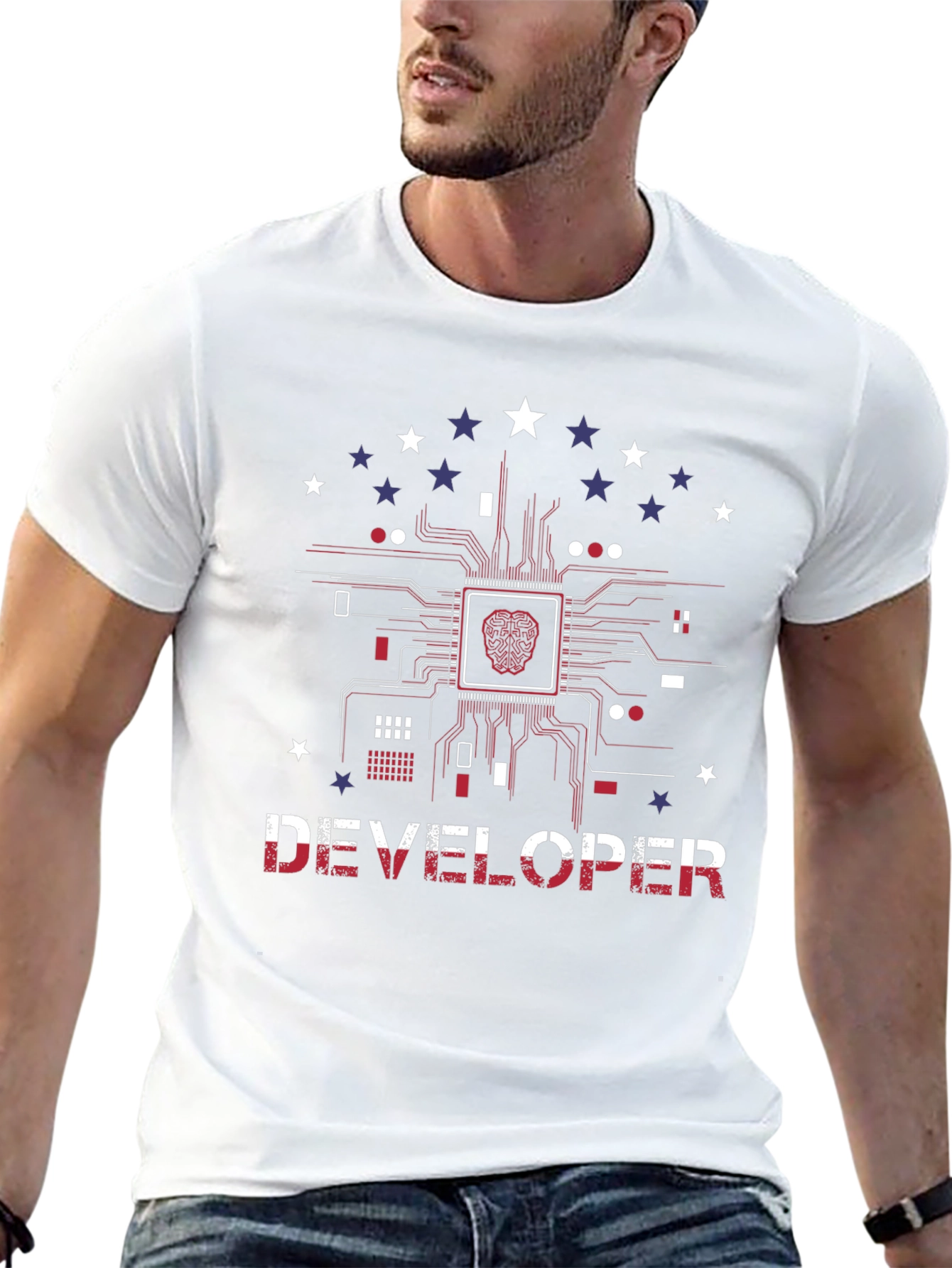 Developer Brain Circuit Board Graphic T-Shirt