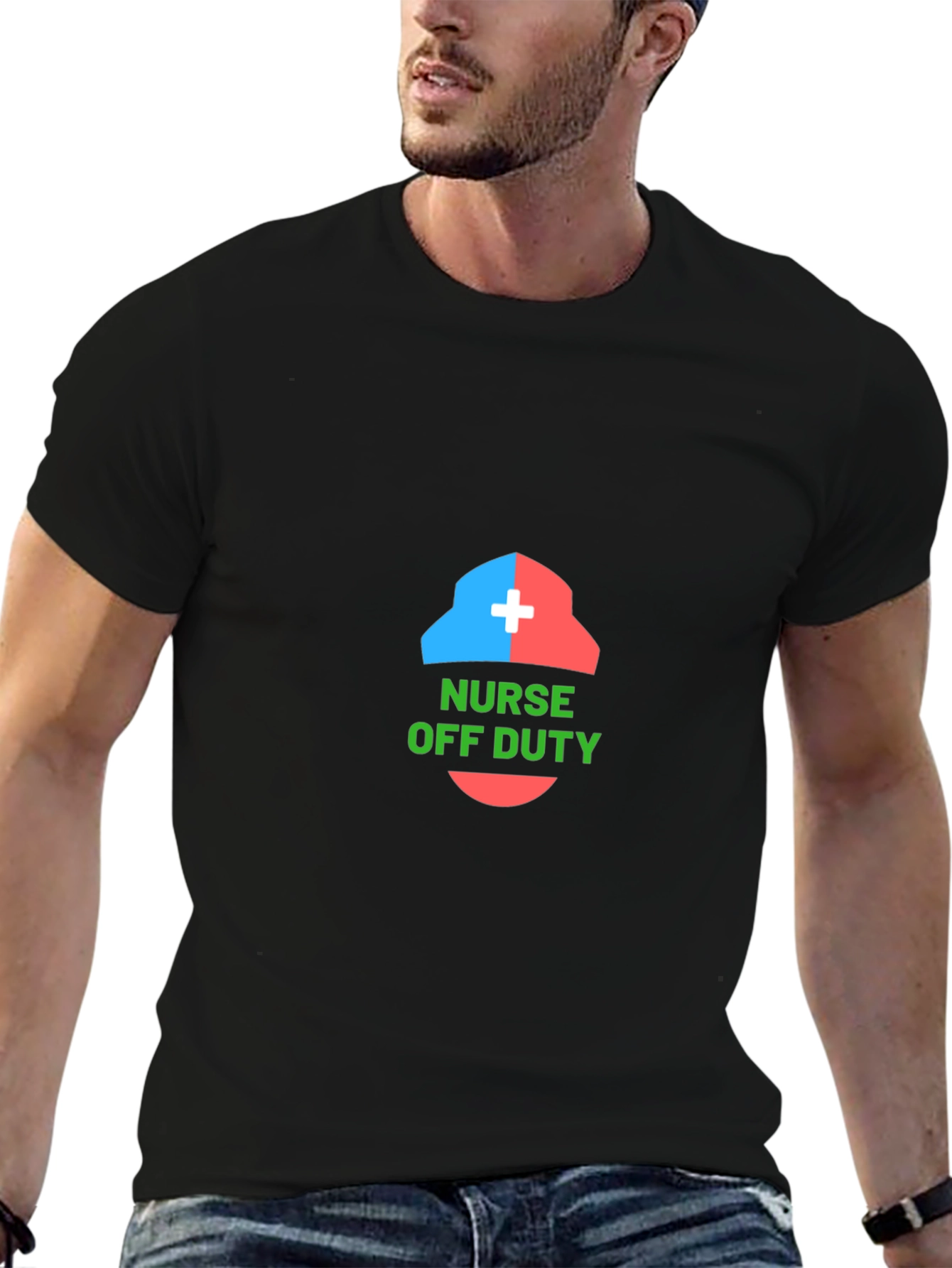 Nurse Off Duty Graphic Tee - Black Cotton Blend Shirt
