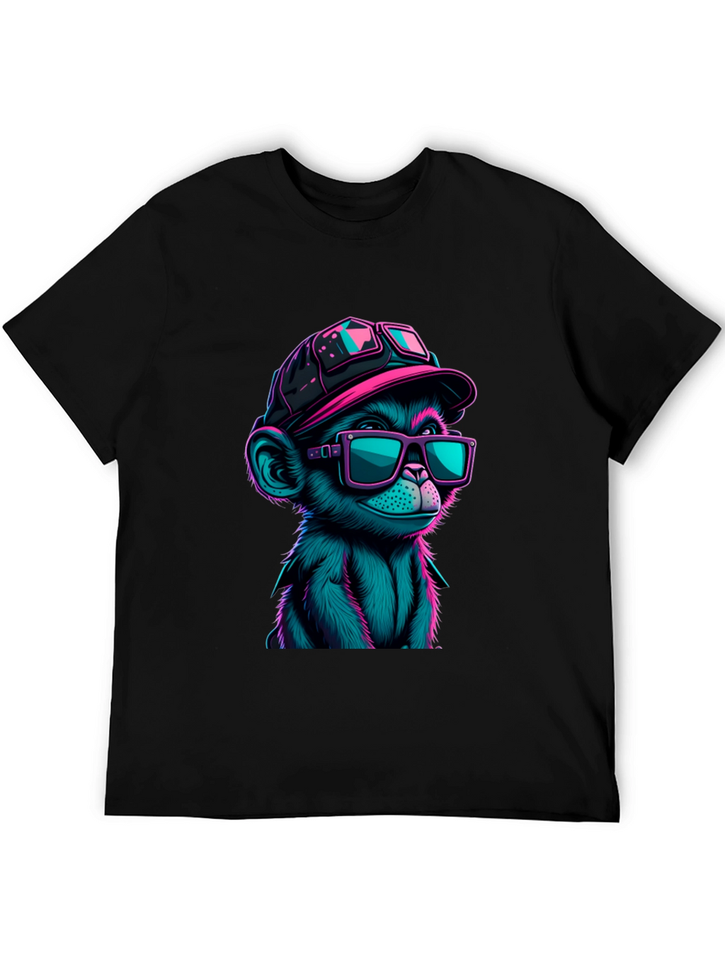 Cool Monkey Graphic Tee - Neon Ape Design