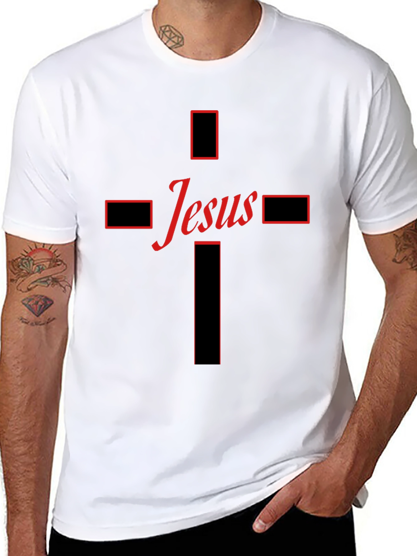 Jesus Cross Graphic Tee - Black Christian T-Shirt
