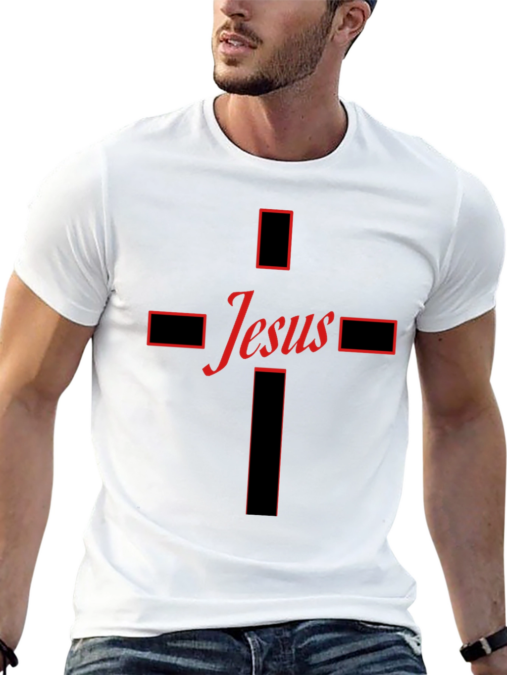 Jesus Cross Graphic Tee - Black Christian T-Shirt