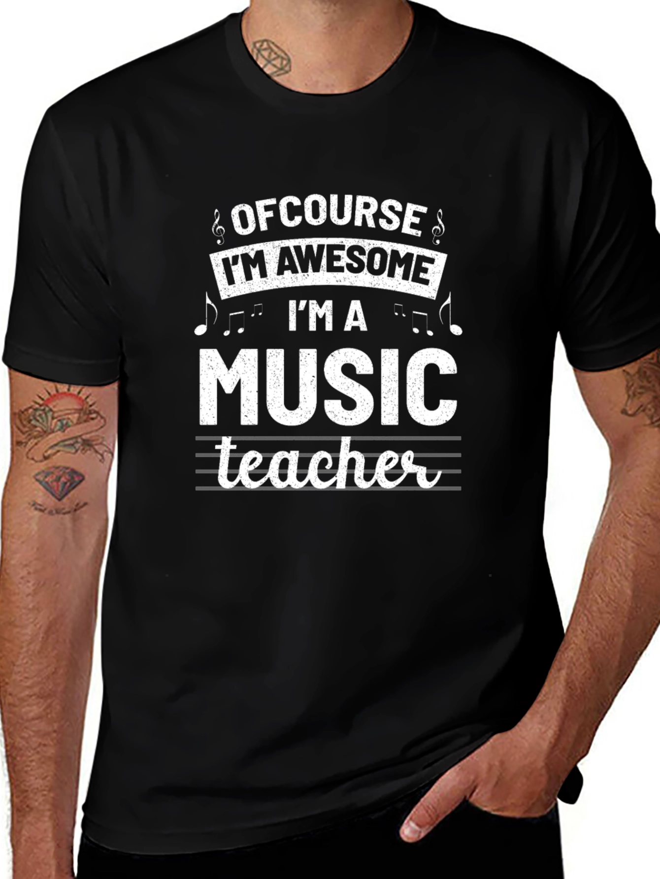 Awesome Music Teacher Graphic Tee - Black