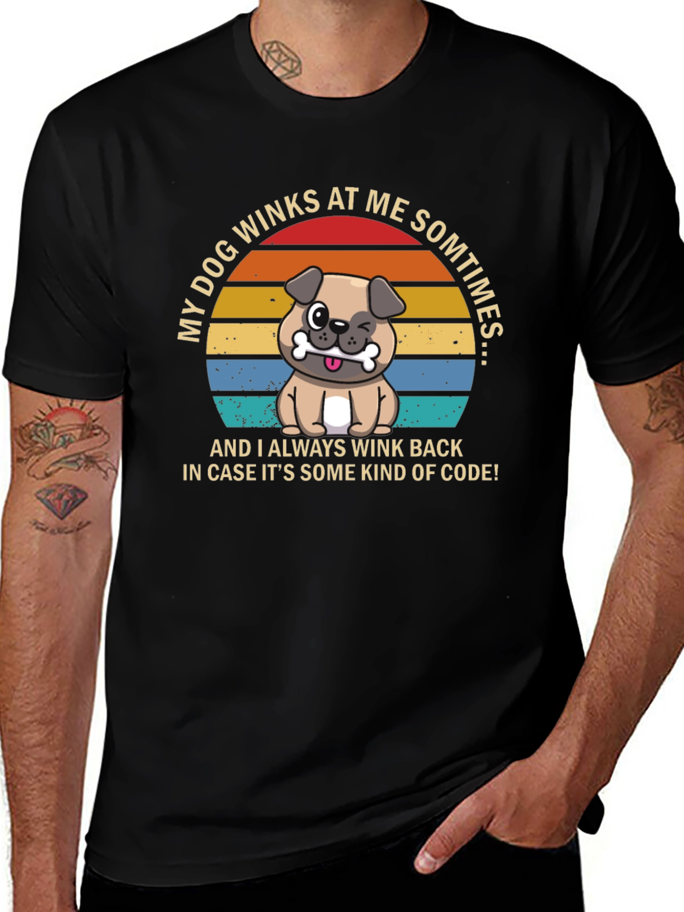 Dog Wink Humor T-Shirt - My Dog Winks At Me Sometimes