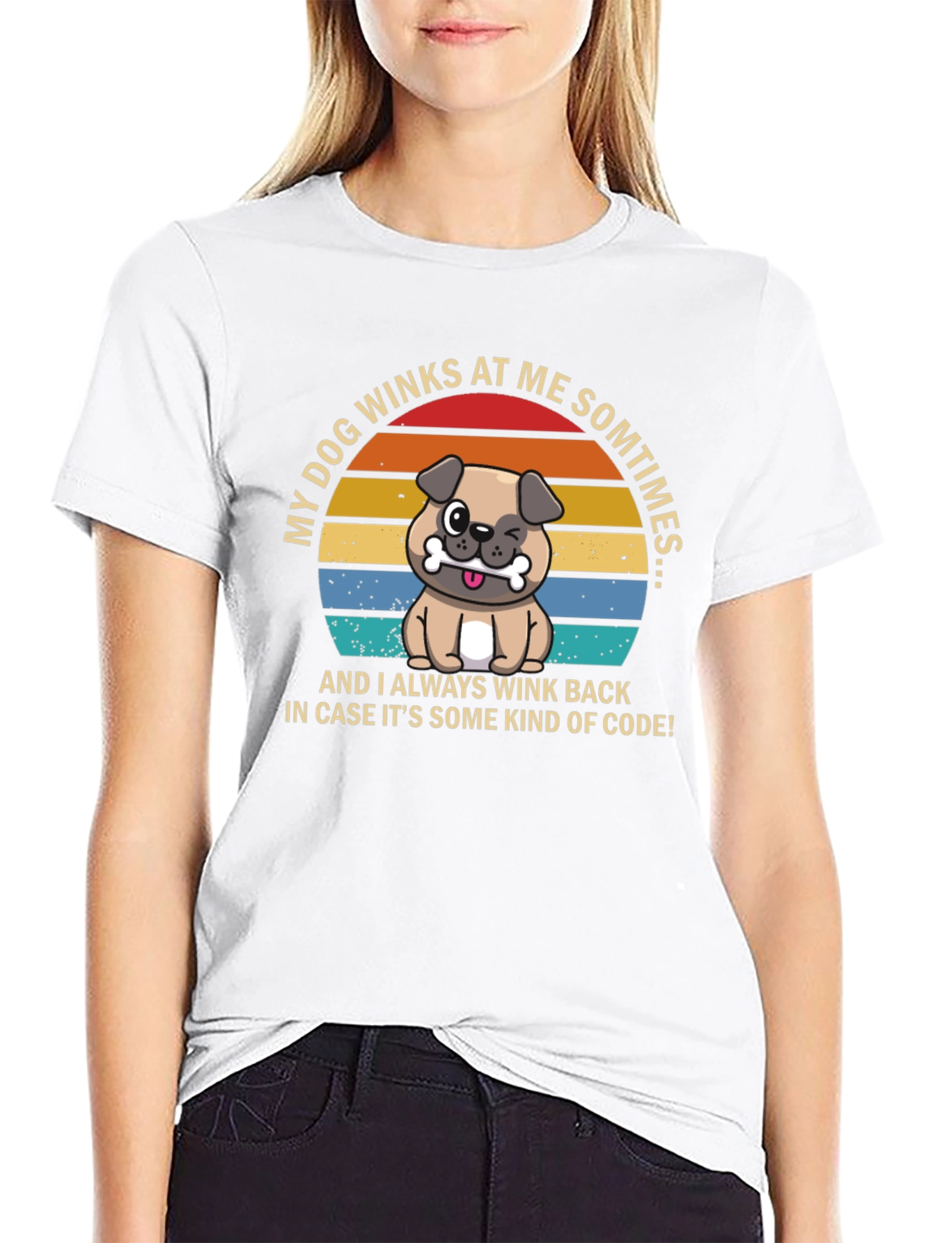 Dog Wink Humor T-Shirt - My Dog Winks At Me Sometimes