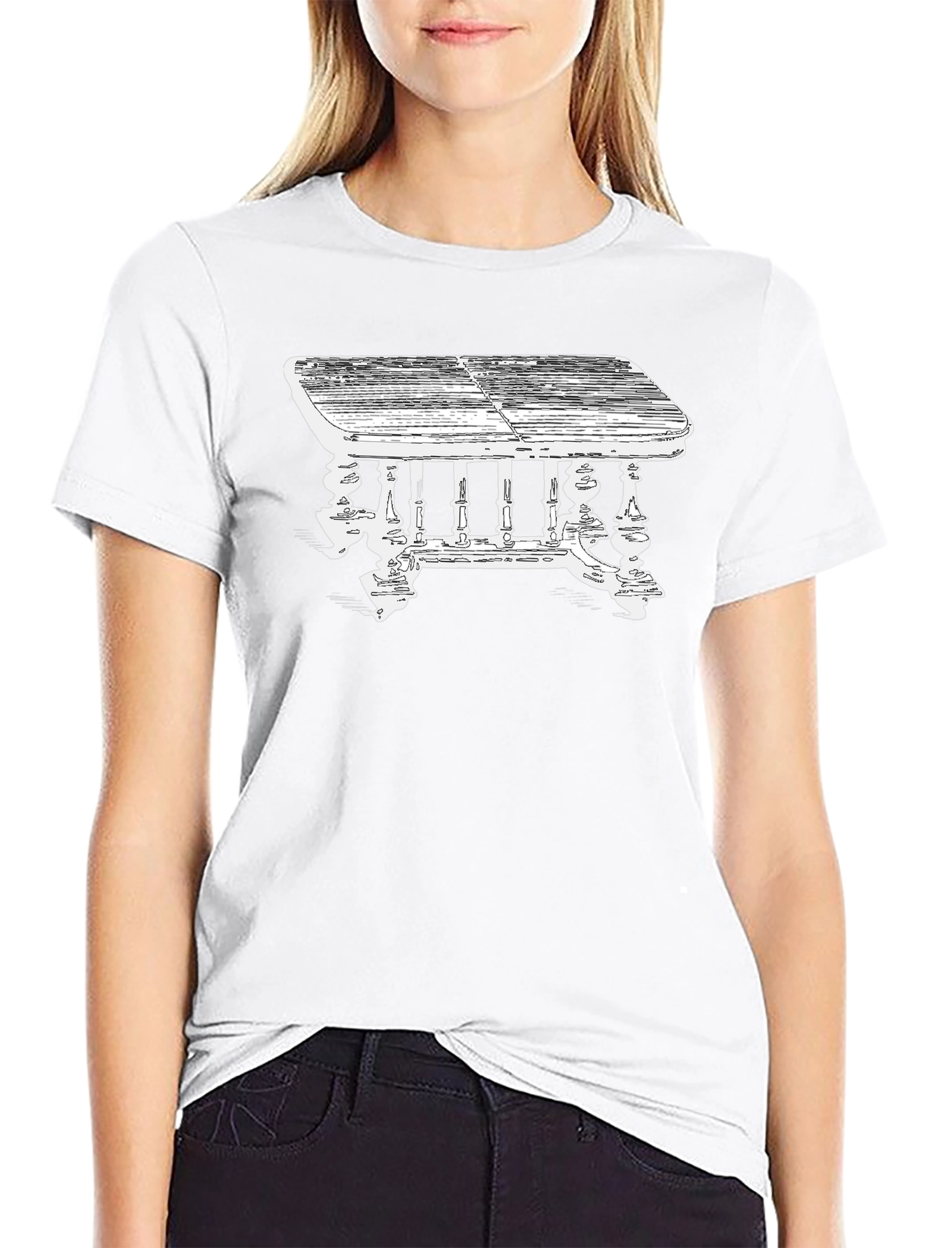 Table Graphic Tee - Vintage Style Black T-Shirt