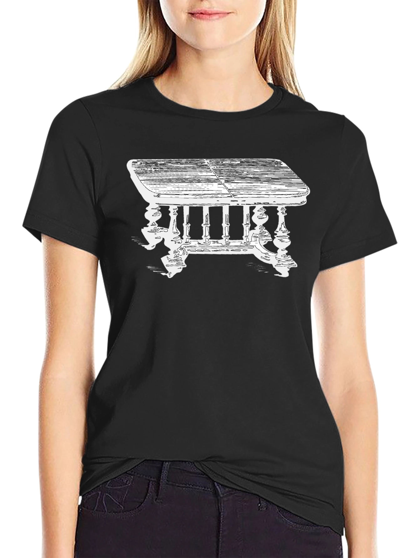 Table Graphic Tee - Vintage Style Black T-Shirt