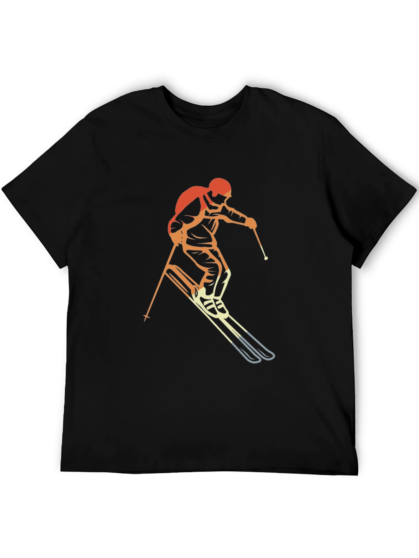 Retro Skiing Graphic T-Shirt - Black