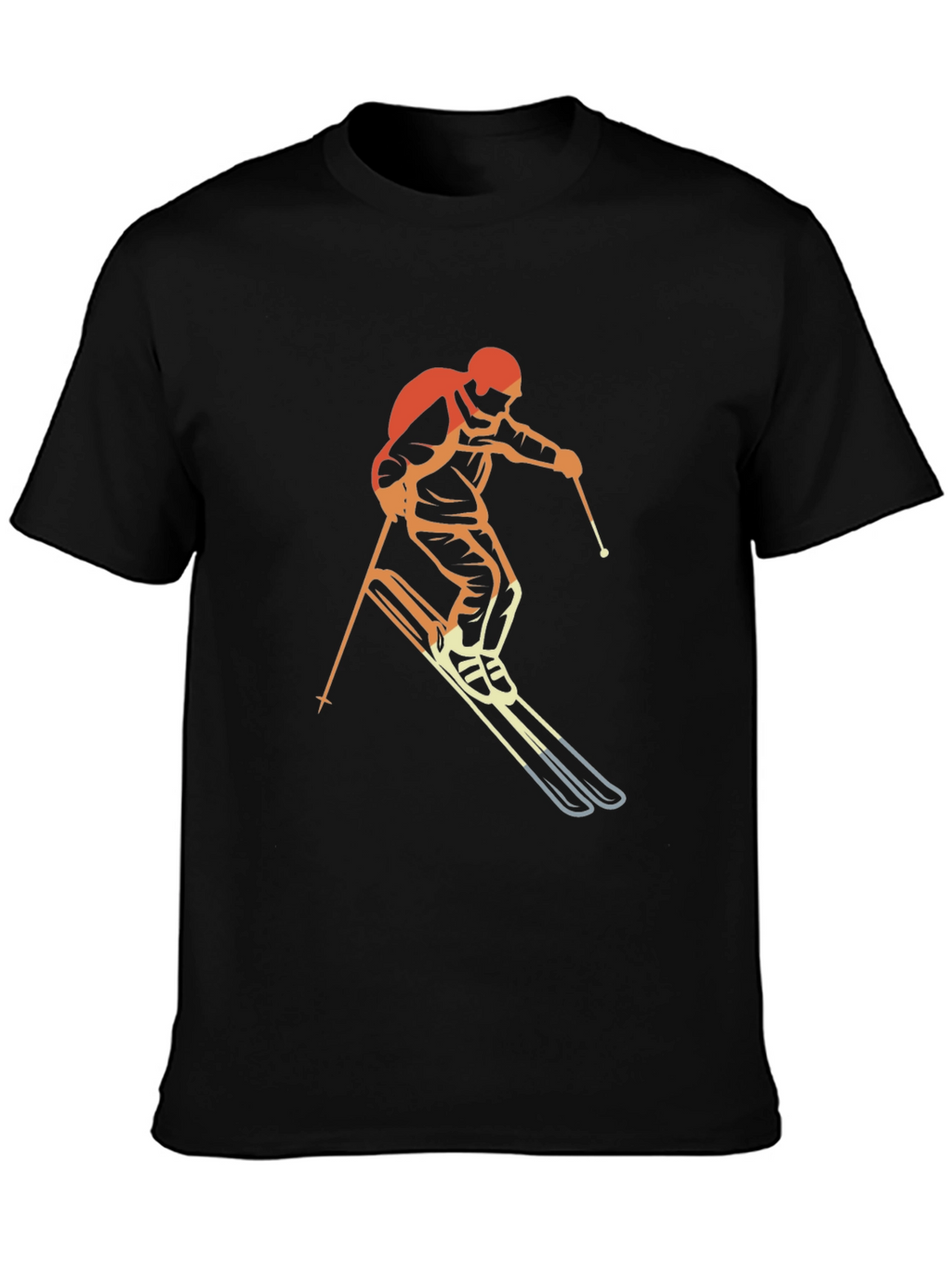 Retro Skiing Graphic T-Shirt - Black
