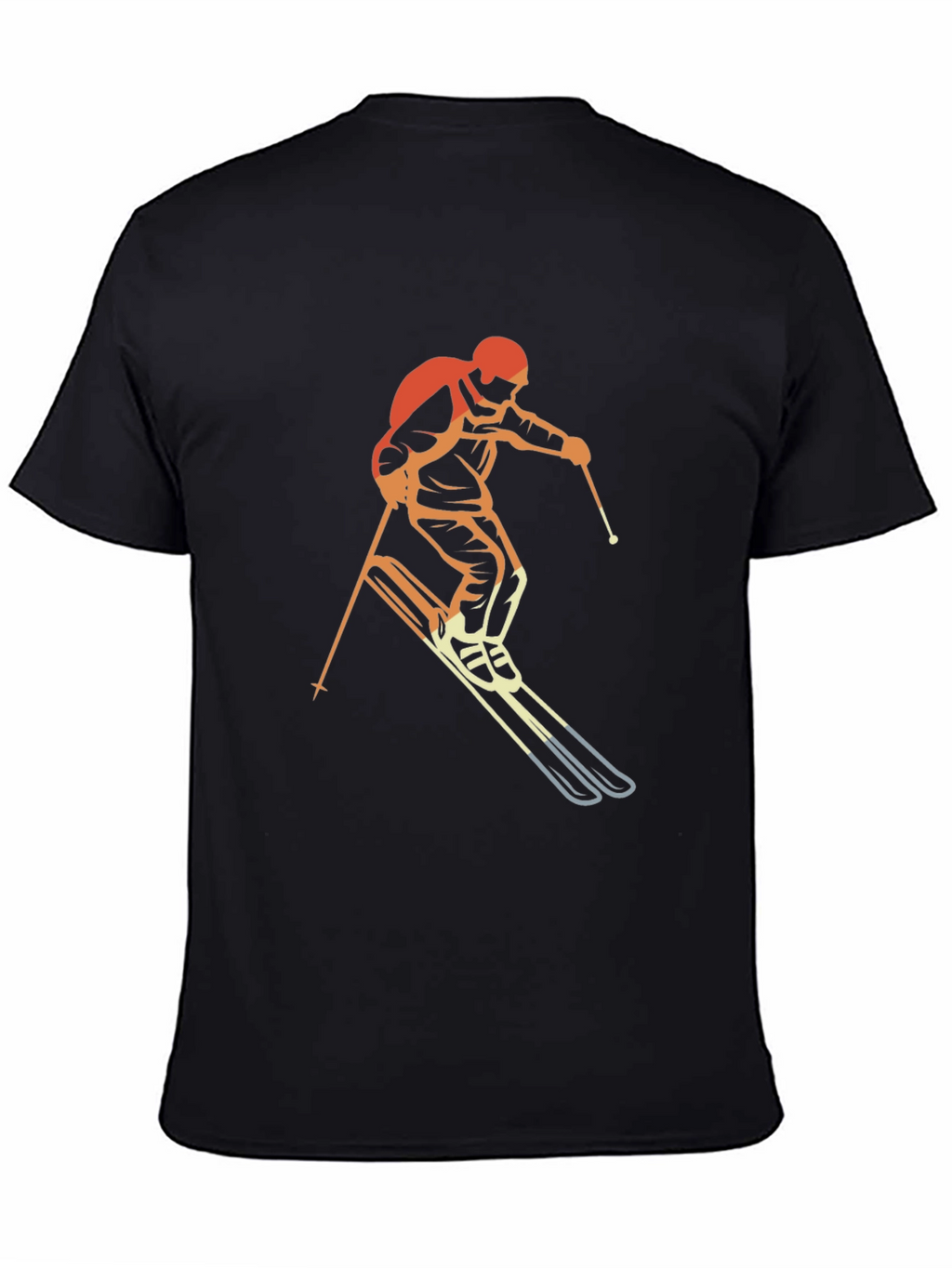 Retro Skiing Graphic T-Shirt - Black
