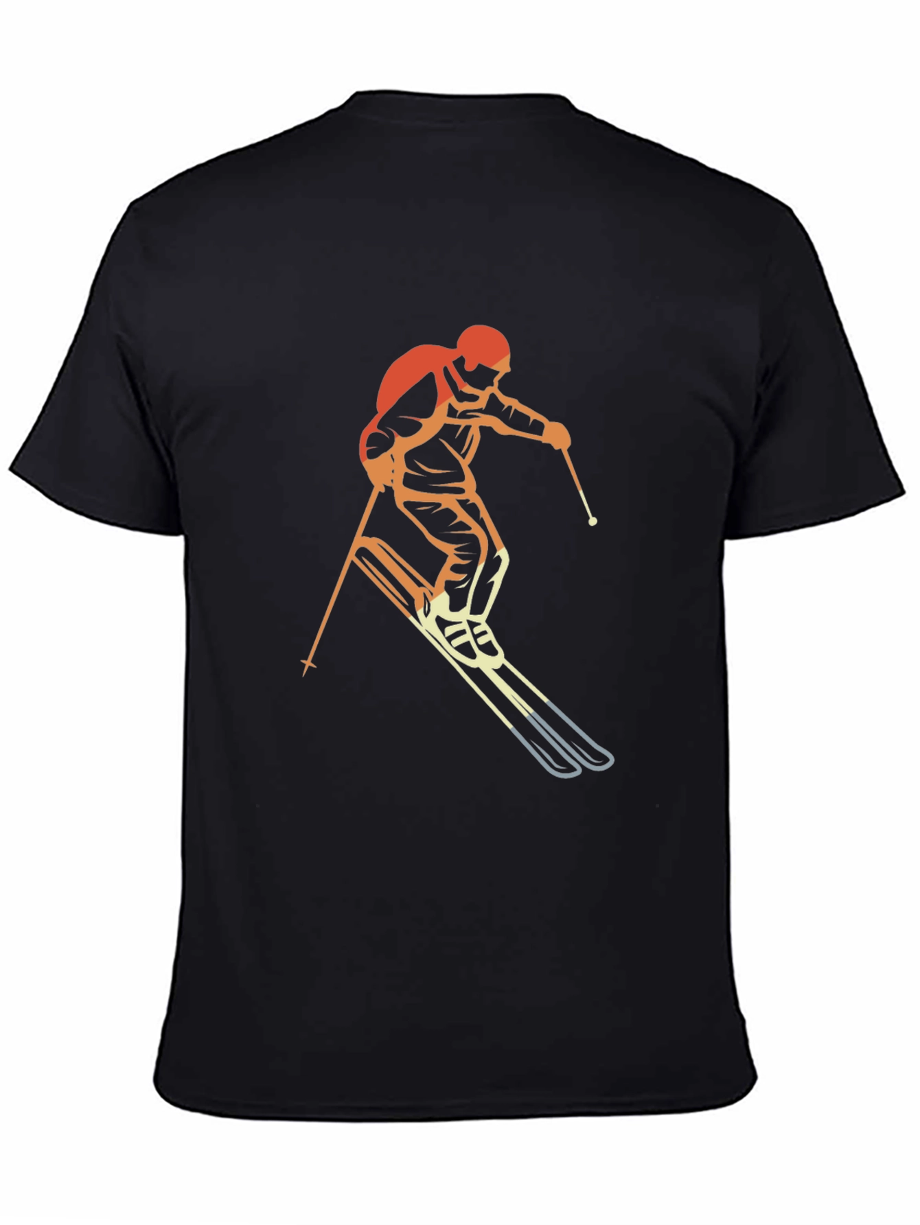 Retro Skiing Graphic T-Shirt - Black