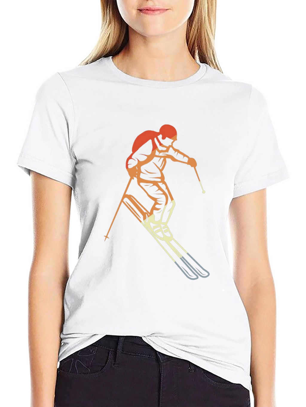 Retro Skiing Graphic T-Shirt - Black