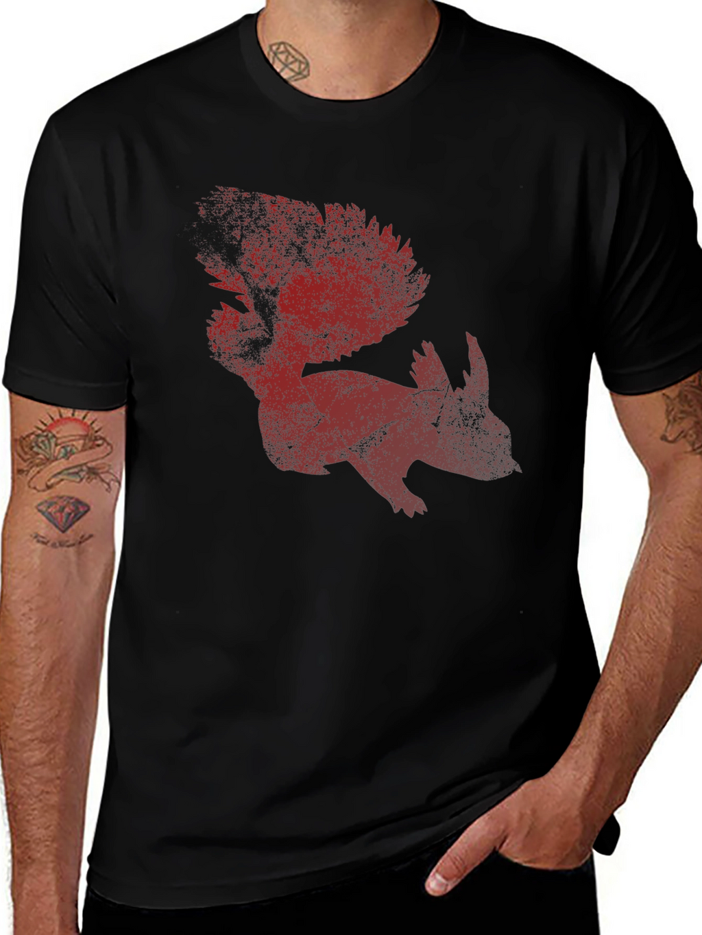 Red Squirrel Graphic T-Shirt - Mens Casual Tee