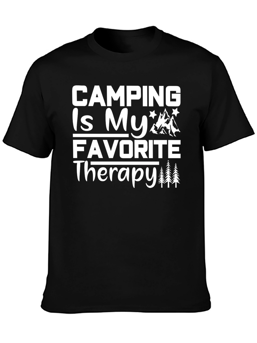 Camping Is My Favorite Therapy Black T-Shirt
