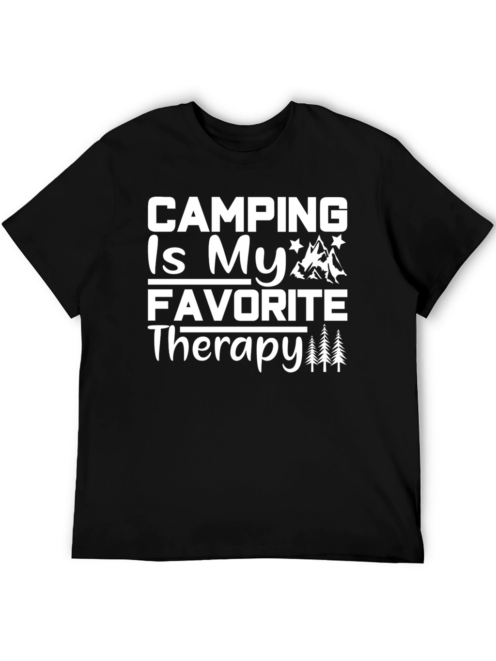 Camping Is My Favorite Therapy Black T-Shirt