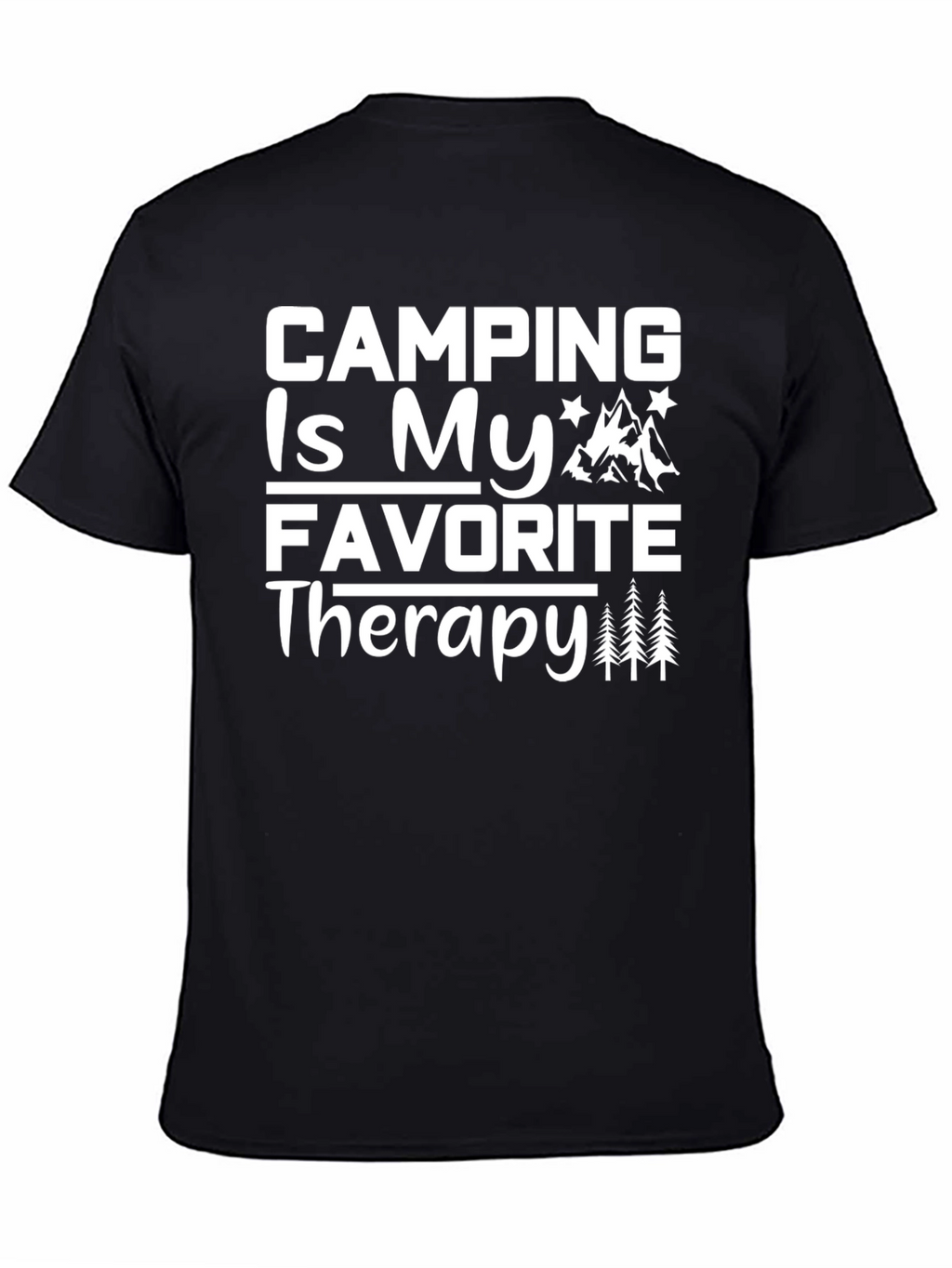 Camping Is My Favorite Therapy Black T-Shirt