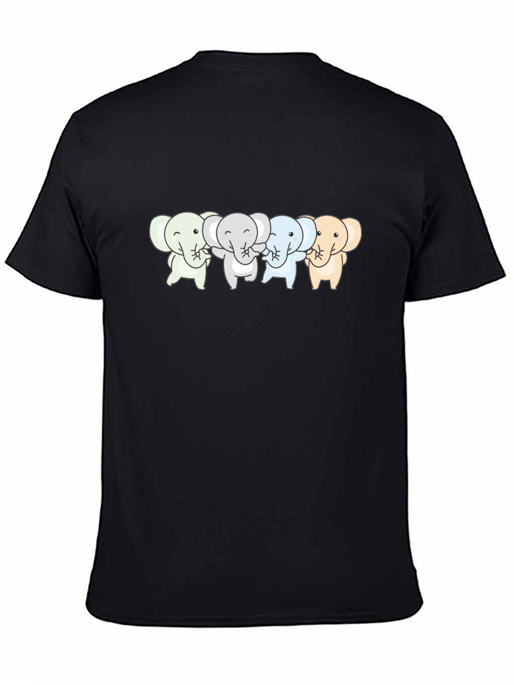 Cute Elephants T-Shirt - Black Cotton Tee