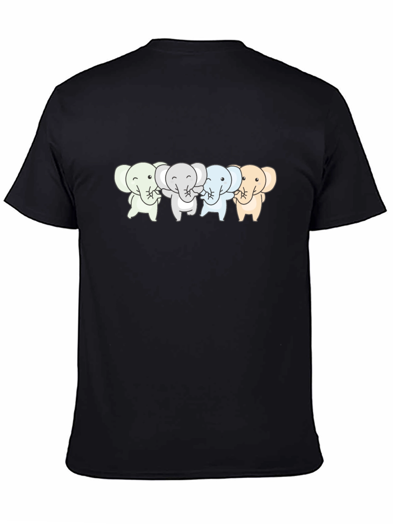 Cute Elephants T-Shirt - Black Cotton Tee