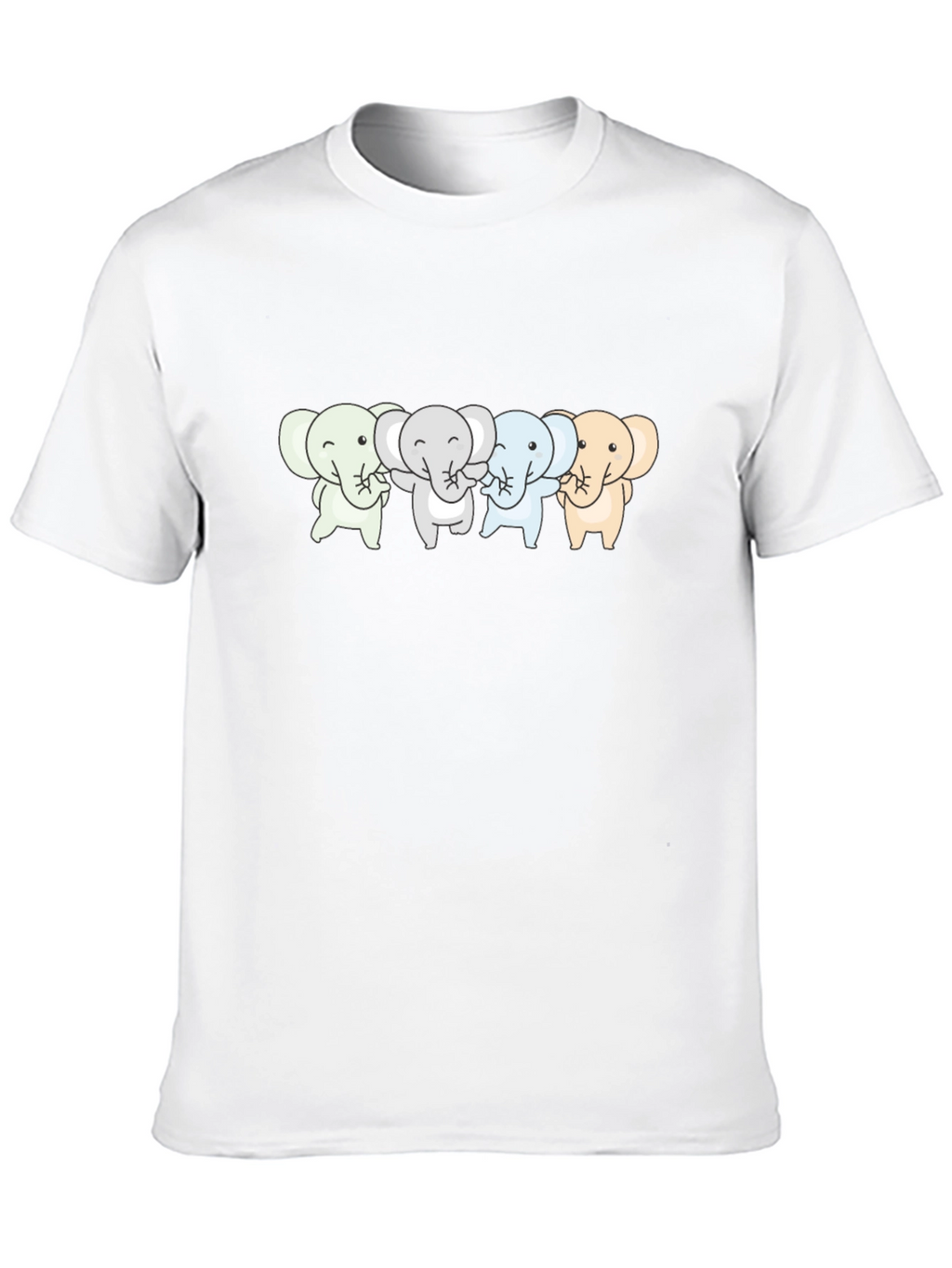 Cute Elephants T-Shirt - Black Cotton Tee