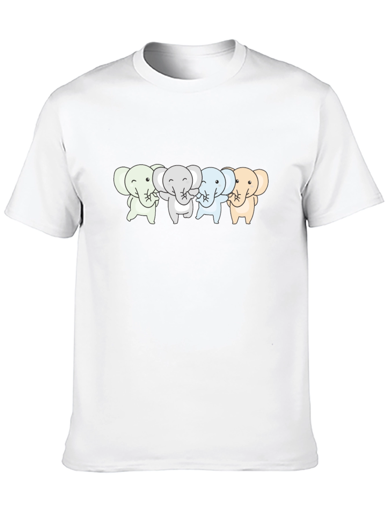 Cute Elephants T-Shirt - Black Cotton Tee