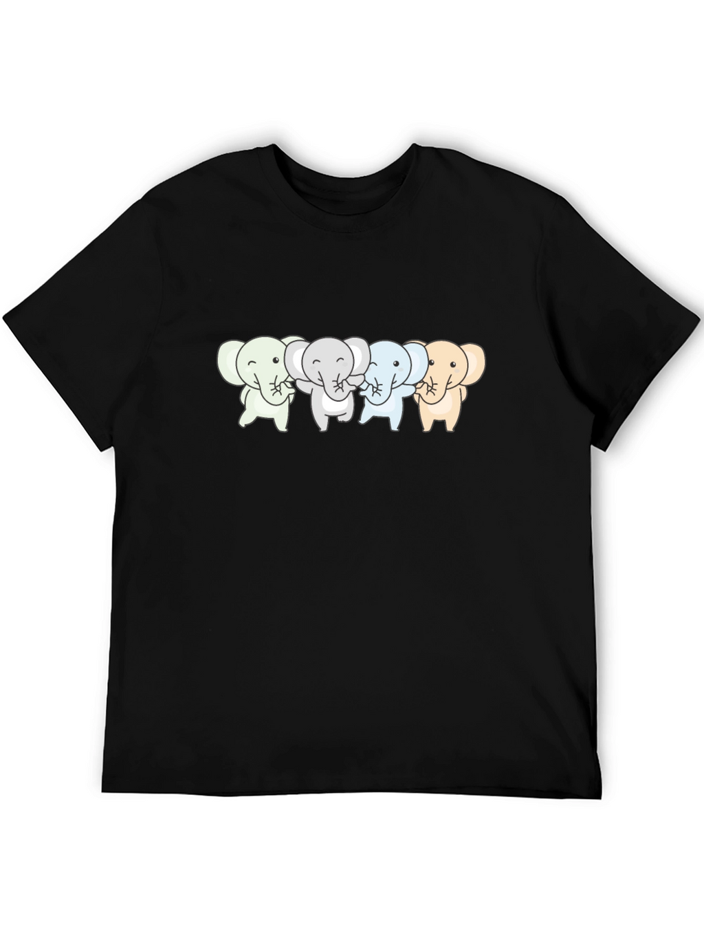 Cute Elephants T-Shirt - Black Cotton Tee