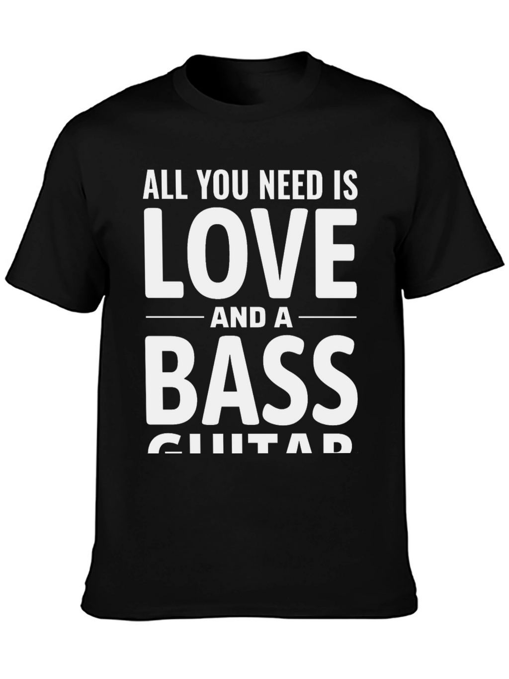 Love and Bass Guitar Black T-Shirt - Musician Tee