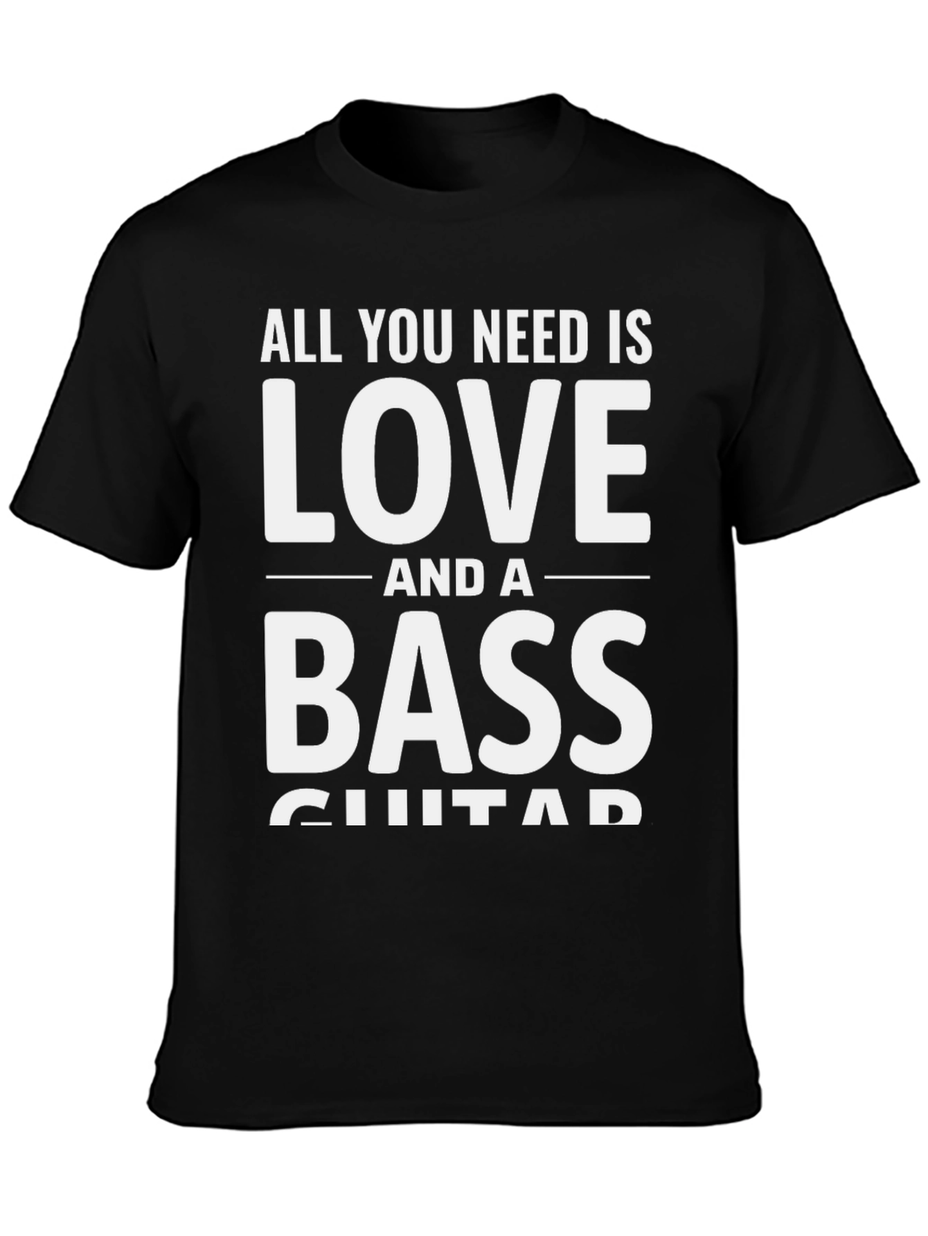 Love and Bass Guitar Black T-Shirt - Musician Tee
