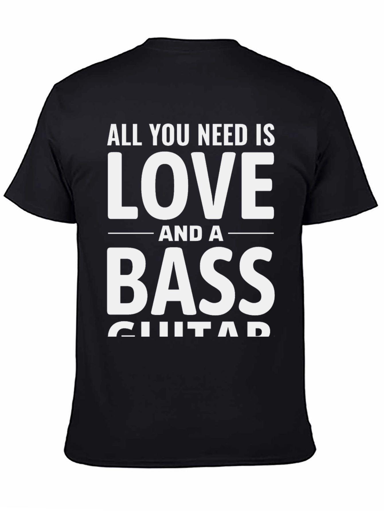 Love and Bass Guitar Black T-Shirt - Musician Tee