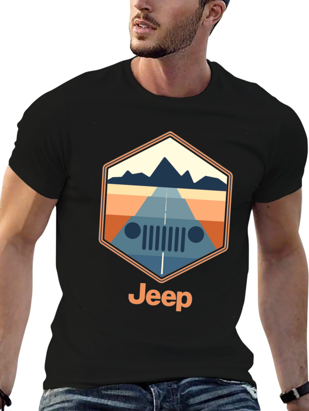 Jeep Mountain Road Trip T-Shirt - Black