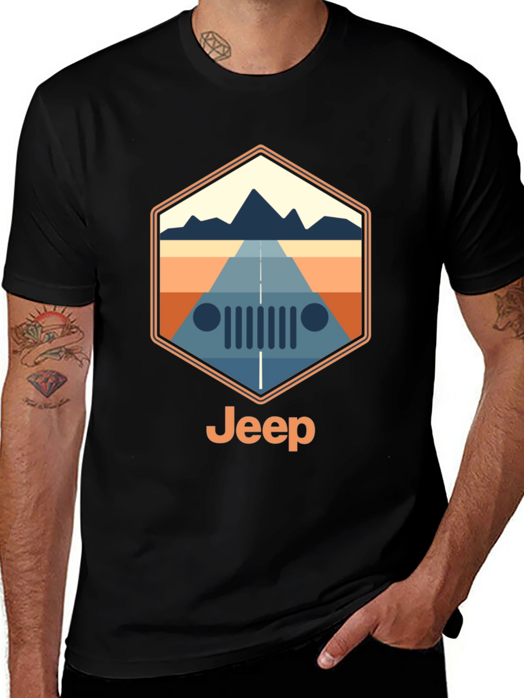 Jeep Mountain Road Trip T-Shirt - Black